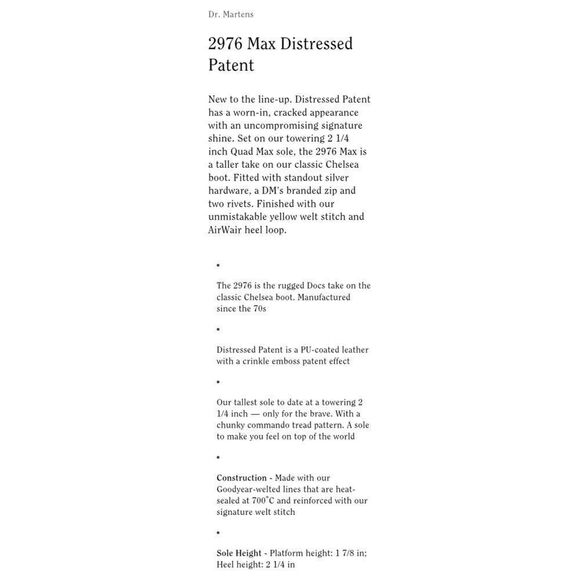 Dr Martens Max Distressed Patent Chelsea Platform Boots Size 9 Size 11 NEW - Picture 9 of 9